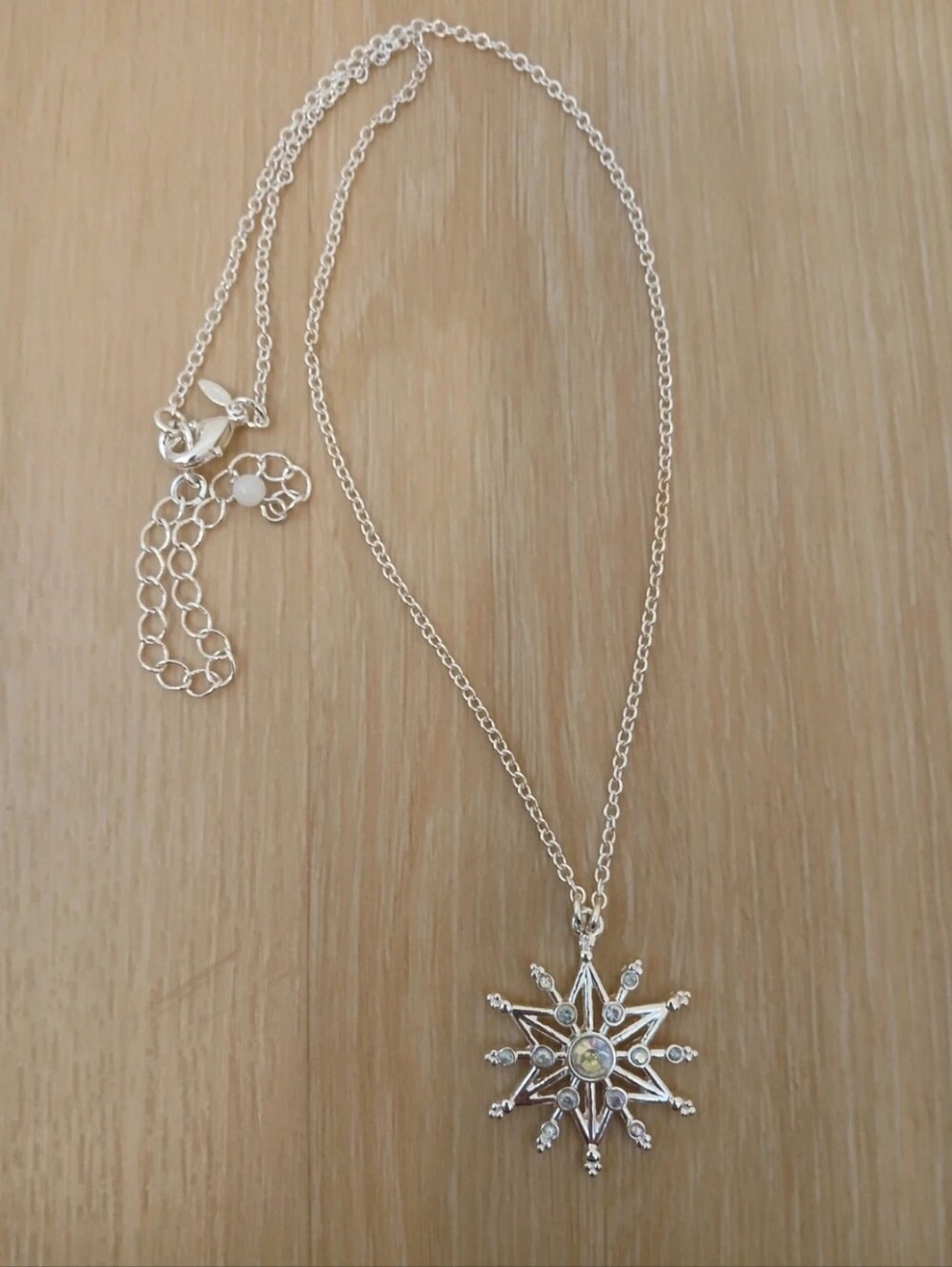 Silver Snowflake Pendant Necklace - Silver